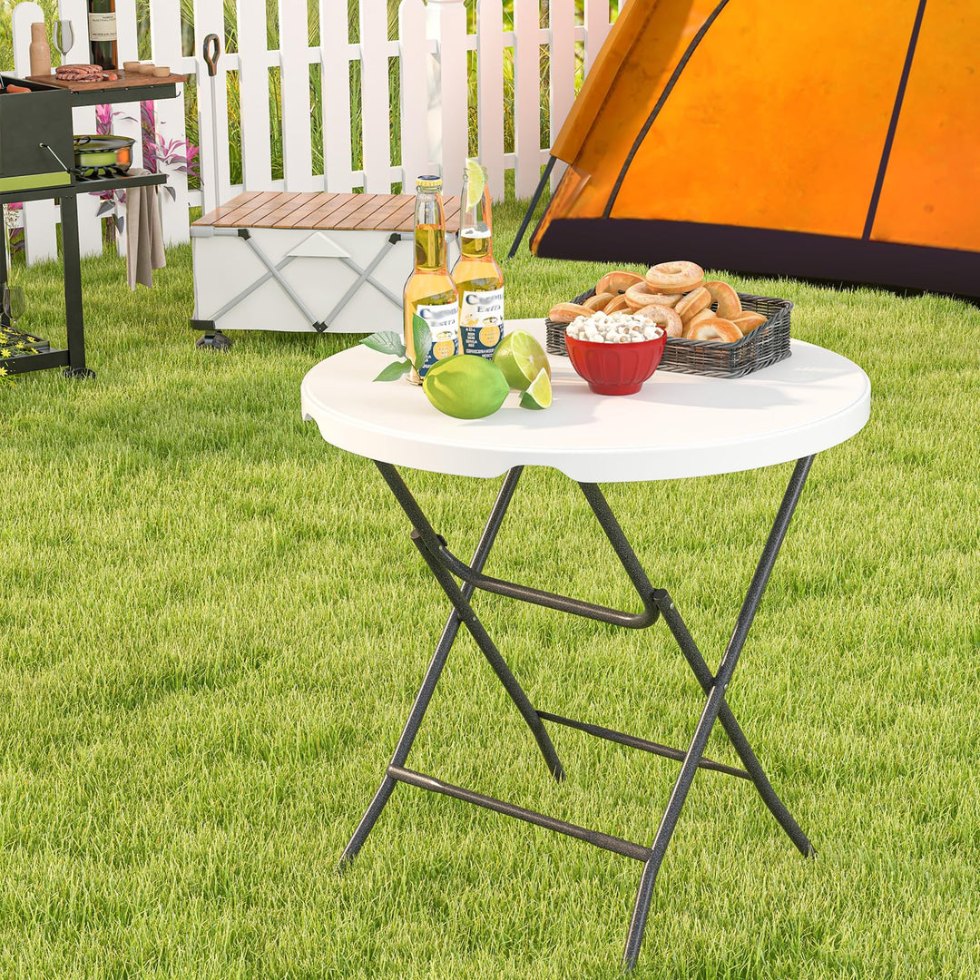 Giantex 32” Round Folding Table, HDPE Foldable Card Table for Party Wedding Event Picnic Commercial Banquet