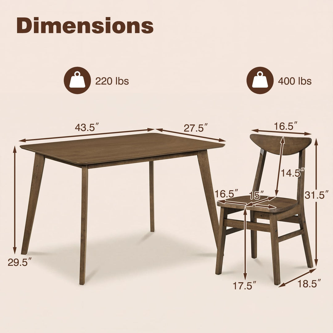 Giantex 5-Piece Mid-Century Modern Kitchen Table and Chairs Set for 4