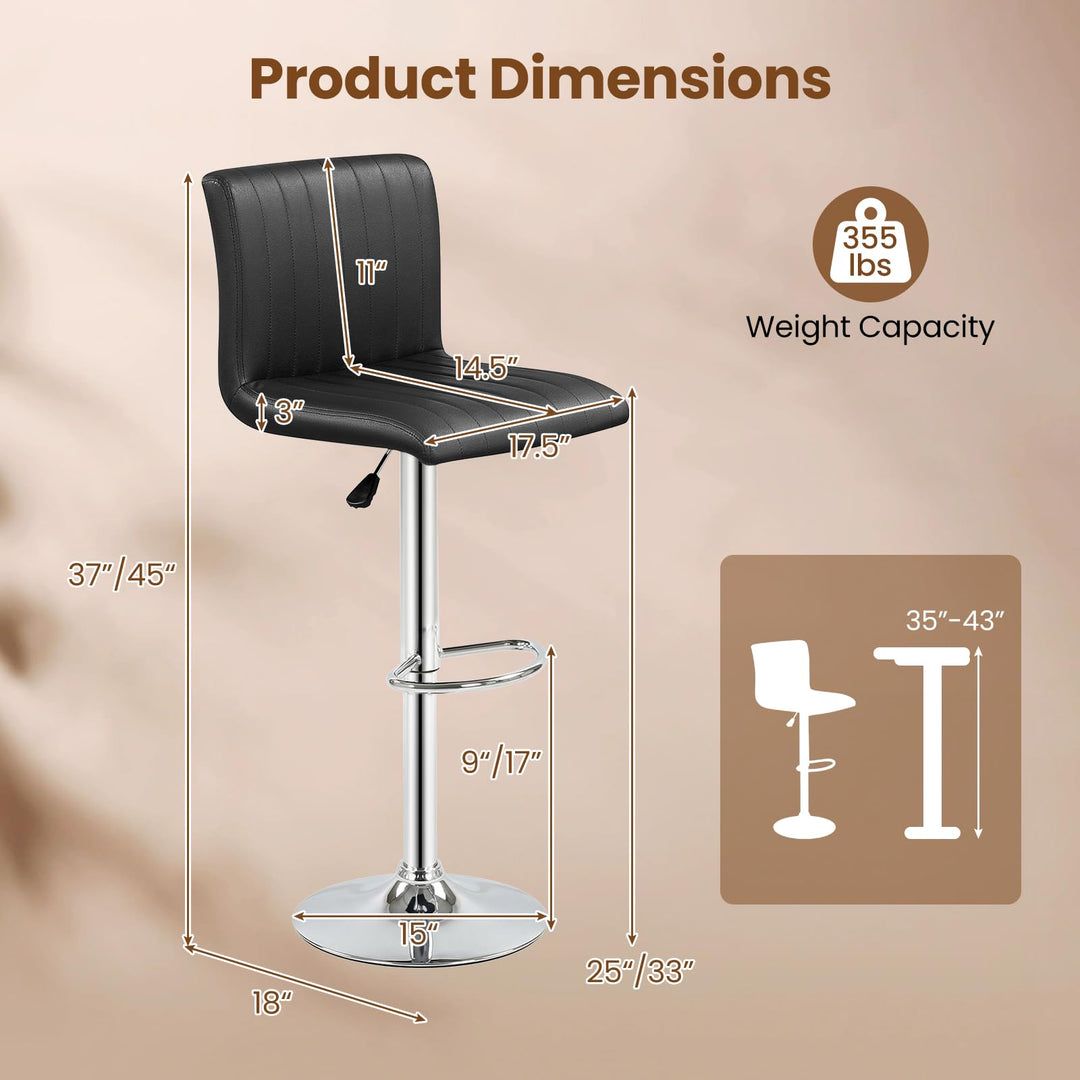 Giantex Modern Faux Leather Counter Height Barstools Set of 2/4 with Back and Footrest