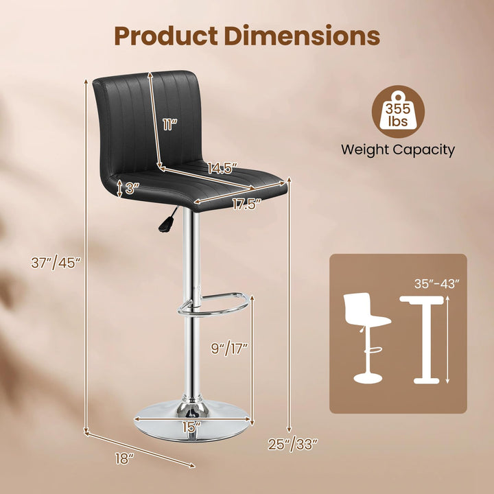 Giantex Modern Faux Leather Counter Height Barstools Set of 2/4 with Back and Footrest