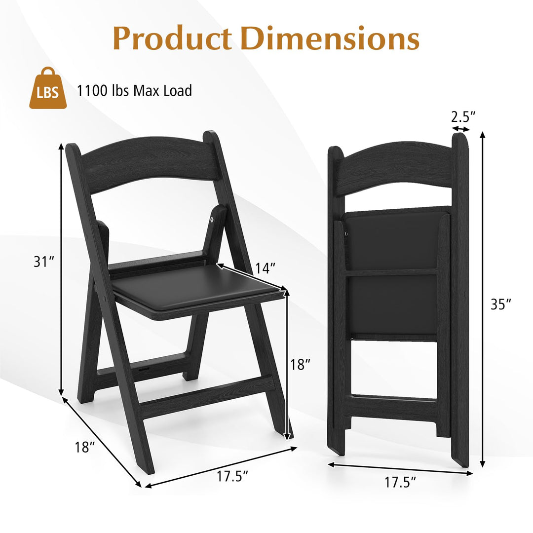 Giantex Folding Chairs Portable Resin Event Chairs with Padded Seat