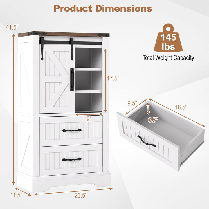 Farmhouse Bathroom Floor Cabinet Freestanding Wooden Storage Organizer