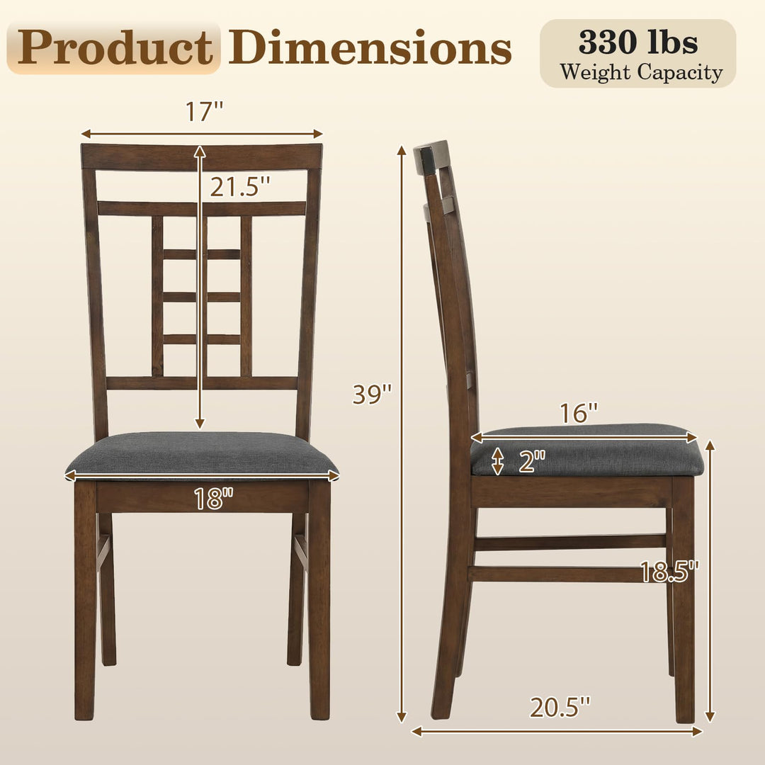 Giantex Farmhouse Kitchen Chairs with Upholstered Cushioned Seat and Lattice Back