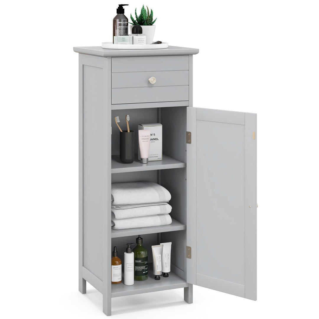 Bathroom Floor Storage Cabinet with Adjustable Shelf &amp; Large Drawer
