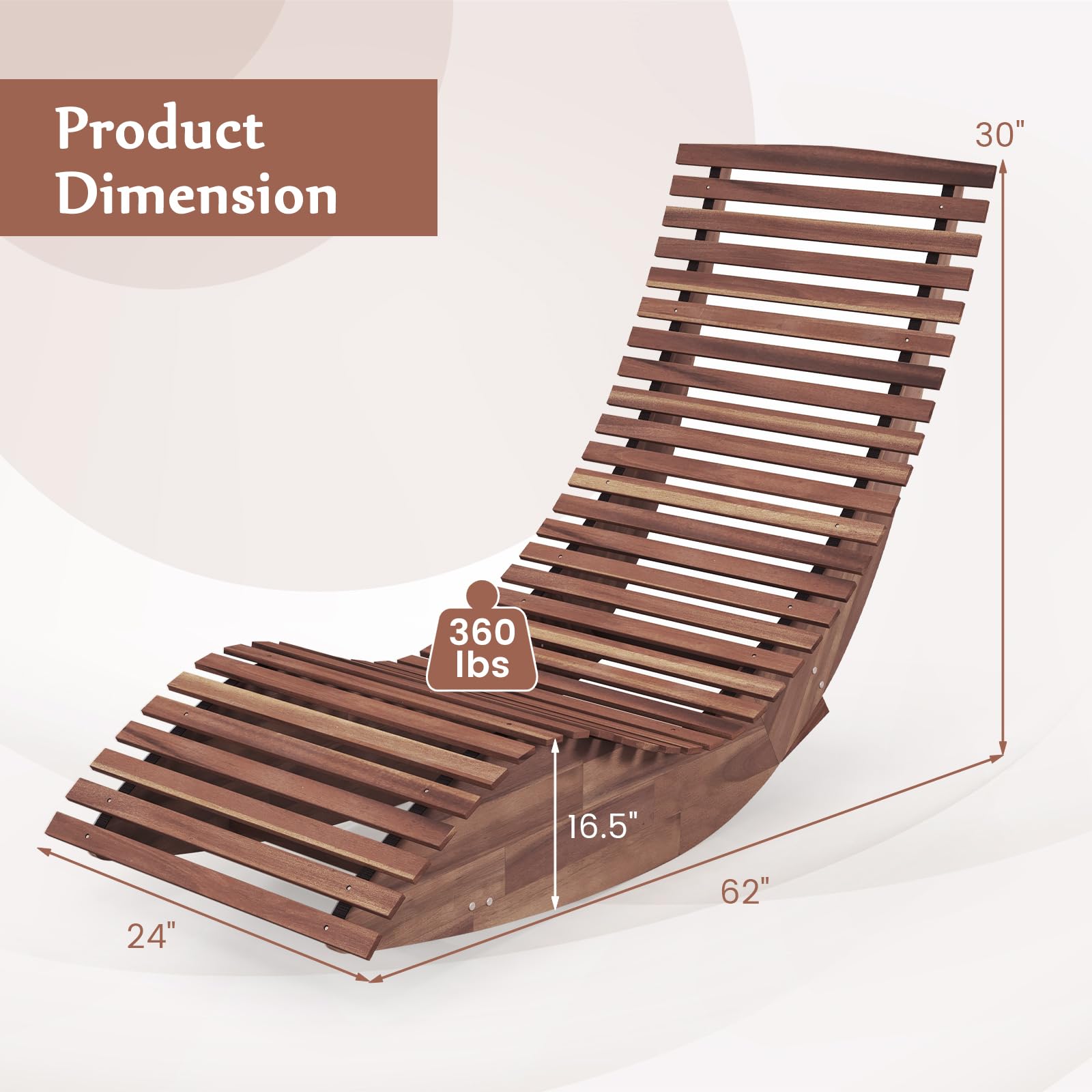Giantex Outdoor Chaise Lounge Chair - Acacia Wood Outdoor Lounger, Patio Lounge Chair with Slatted Design