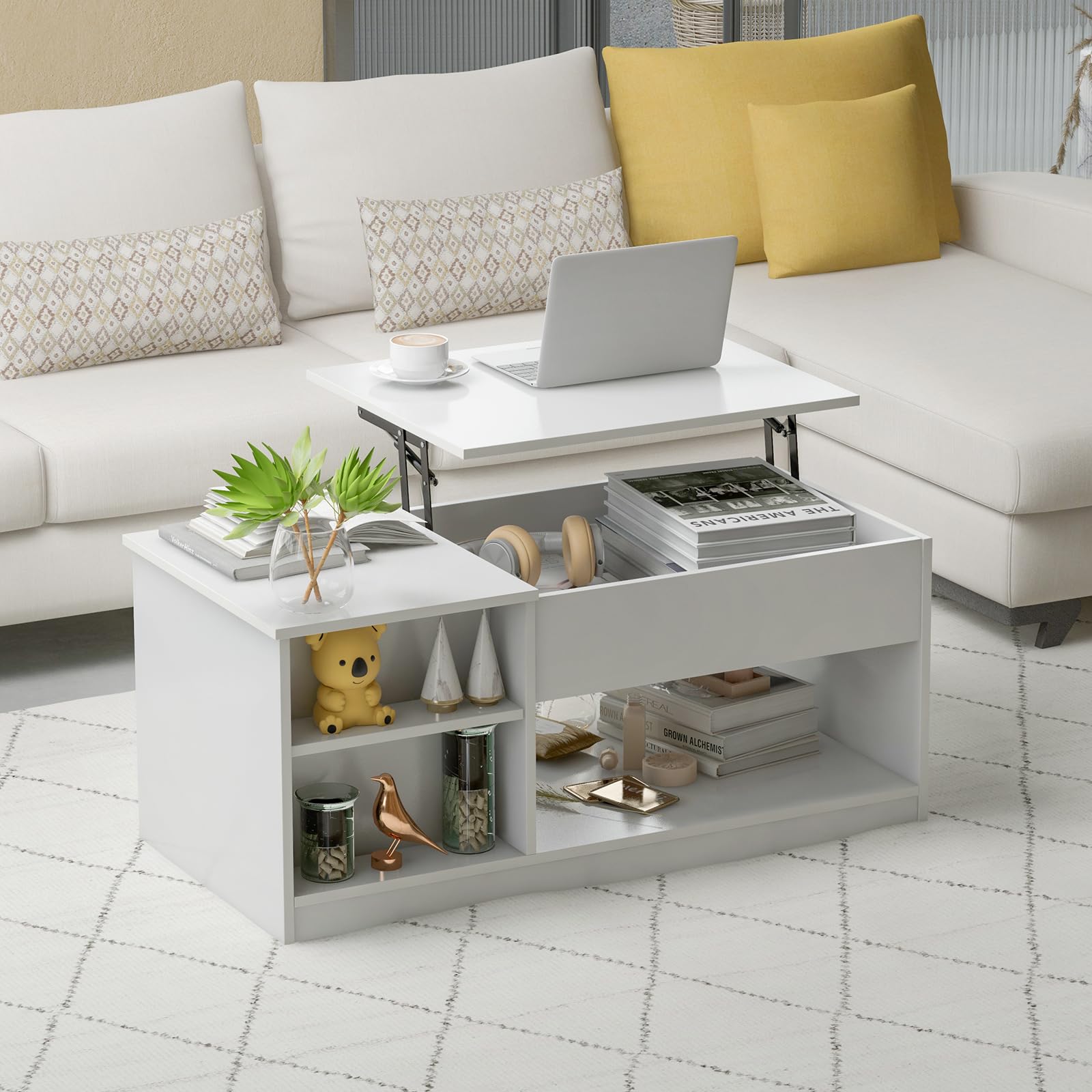 Giantex Lift-Top Coffee Table, Modern Center Table w/Lift Tabletop, Open & Hideaway Compartments