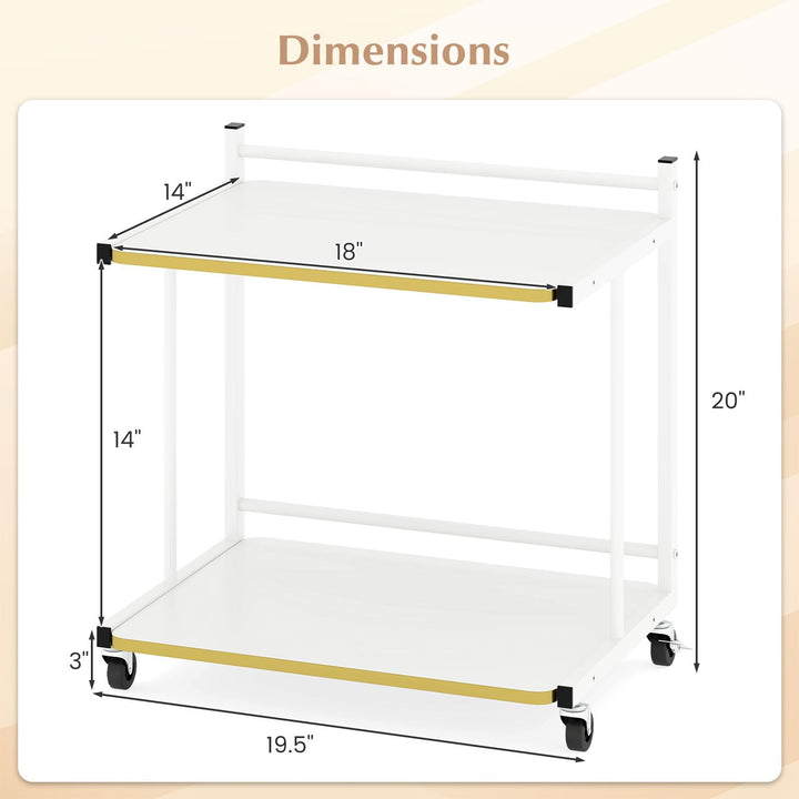 Giantex Mobile C-Shaped End Table - 2-Tier Sofa Couch Bed Side Table w/Open Storage Shelves & Golden Edge Banding