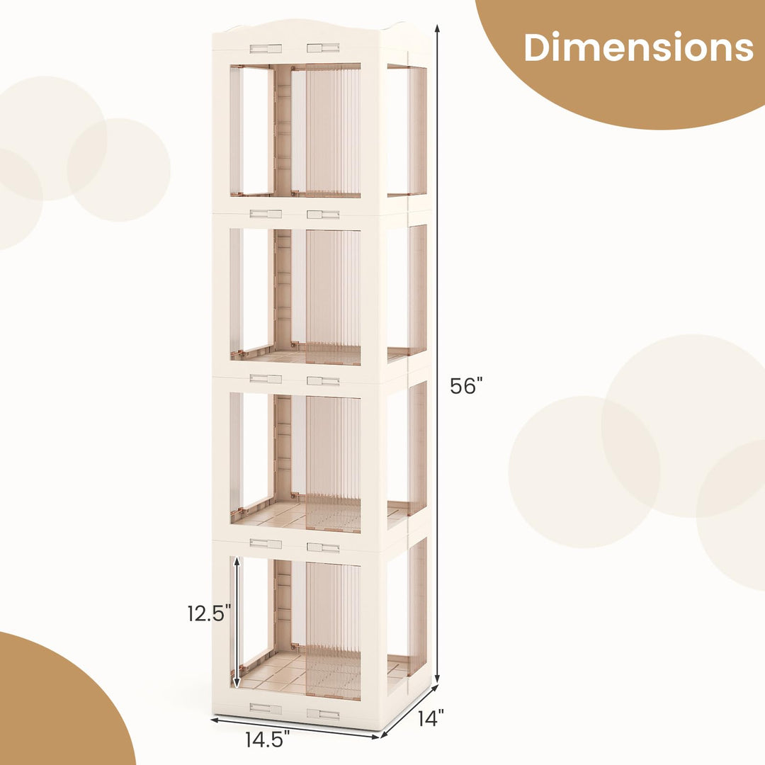 Giantex 4-Tier Spinning Bookcase w/Swivel Base | Translucent Storage Organizer for Living Room
