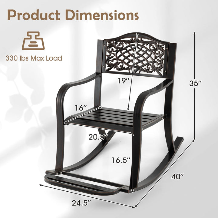 Giantex Patio Rocking Chair Outdoor Cast Aluminum Rocker w/Footrest
