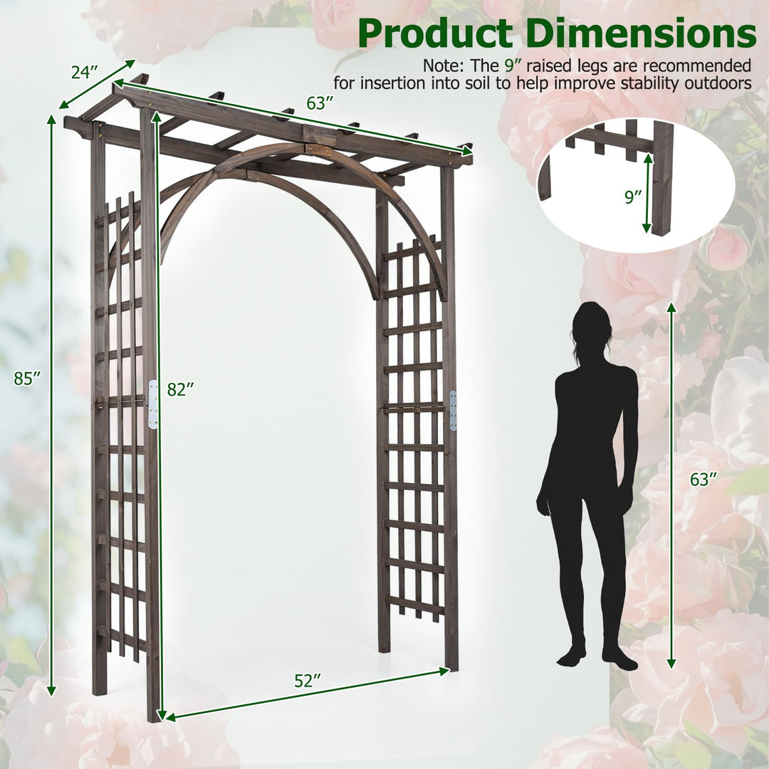 Giantex 85" Wood Garden Arch Trellis with Flat Top for Climbing Plants