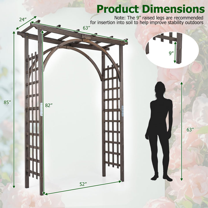 Giantex 85" Wood Garden Arch Trellis with Flat Top for Climbing Plants