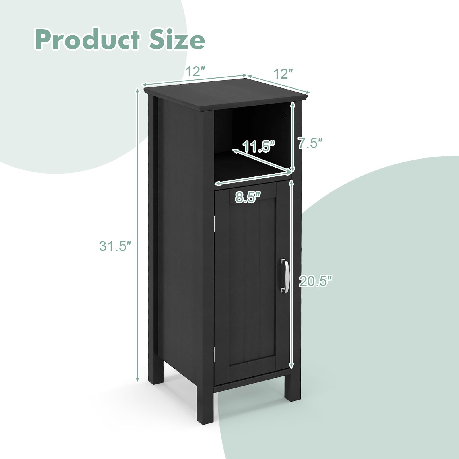 Giantex Narrow Bathroom Storage Cabinet - Corner Unit with Open Compartment, Adjustable Shelf