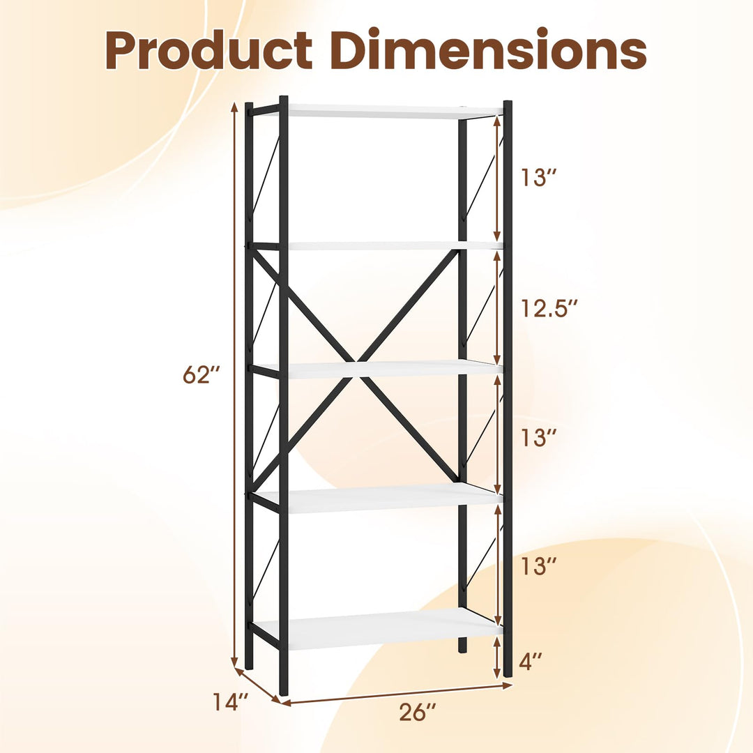 Giantex 5-Tier Tall Industrial Bookcase with Heavy-Duty Metal Frame (1/2)