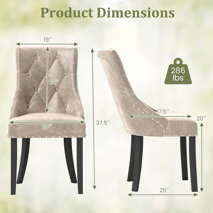 Giantex Upholstered Dining Chairs Set of 2/4, Tufted Wingback Kitchen Chairs w/Solid Wood Legs, Padded Seat