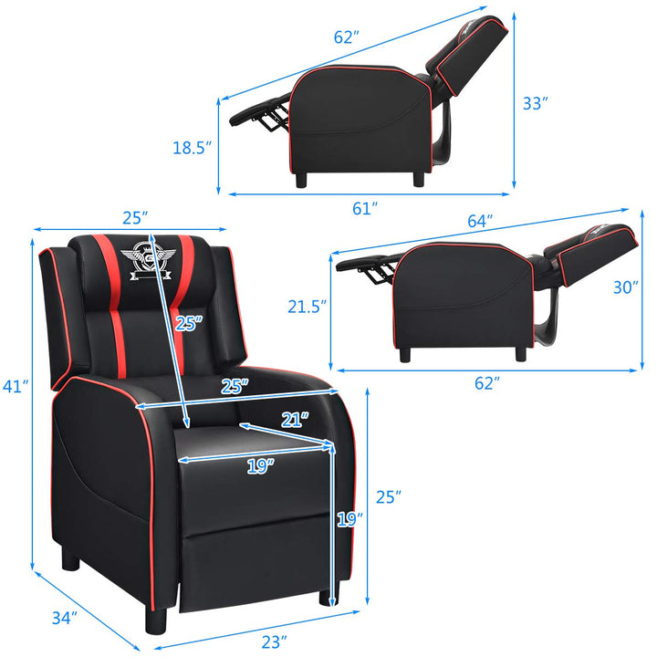 Gaming Recliner Chair, Racing Style Single Recliner Sofa - Giantex