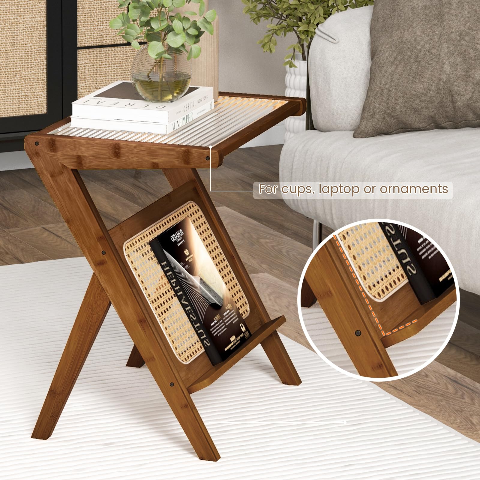 Giantex Rattan Side Table