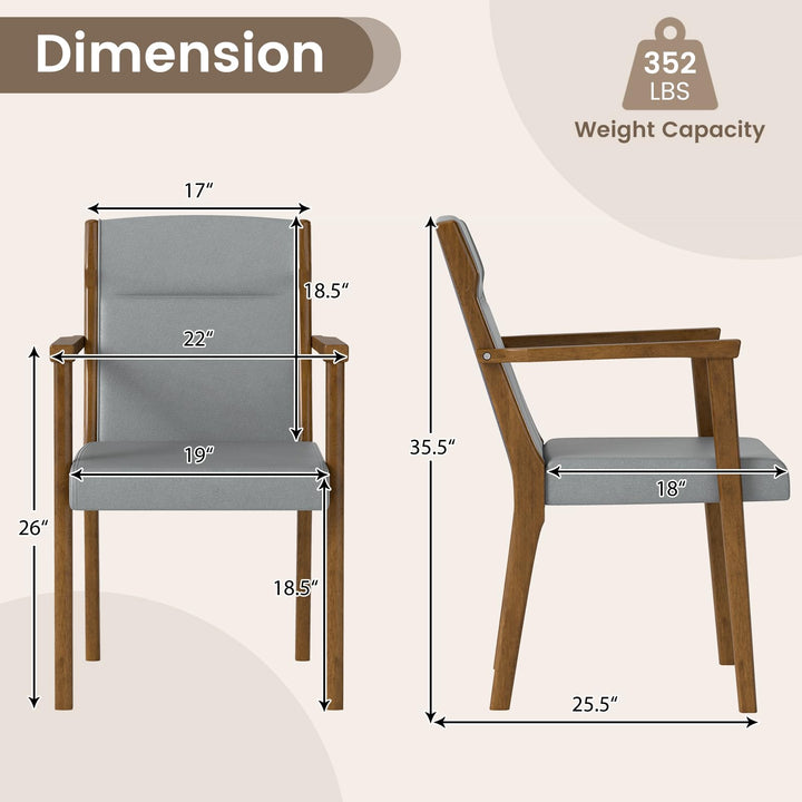 Giantex Mid Century Modern Dining Chairs Set of 2/4 Upholstered Accent Chair with High Back