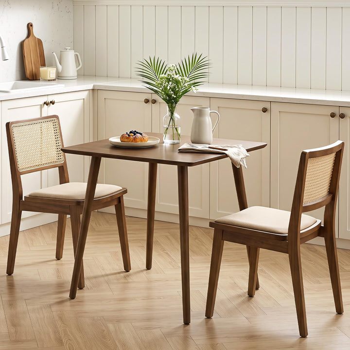 GIANTEX 27.6" Small Square Dining Table for 2-4 w/Solid Rubber Wood Legs