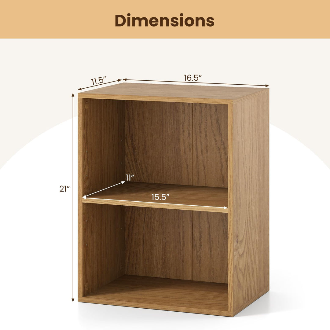 Giantex 2-Cube Bookshelf | 2-Layer Storage Shelf Bookcase w/Large-Capacity Open Storage Space