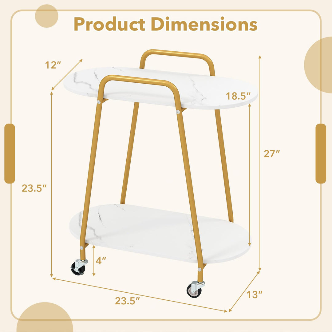 Giantex 2-Tier Gold Rolling Cart for Home Kitchen