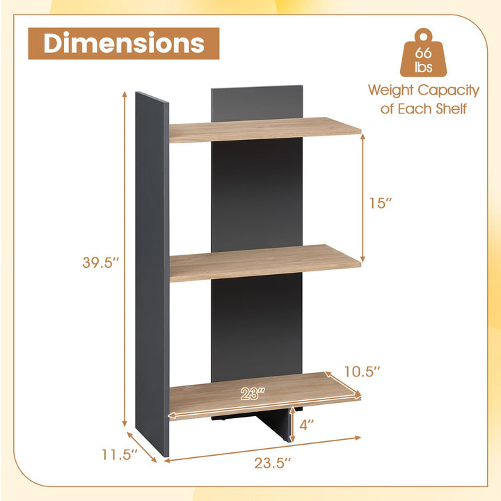 Giantex 3-Tier Wooden Free Standing Open Storage Bookshelf with Anti-Tipping Kit
