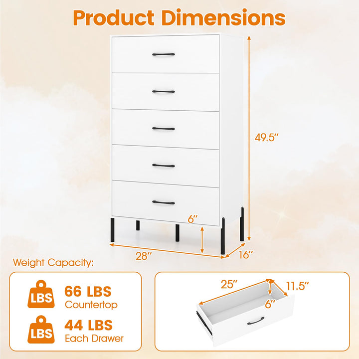 Giantex 5-Drawer Modern Tall Storage Organizer with Metal Legs & Handles