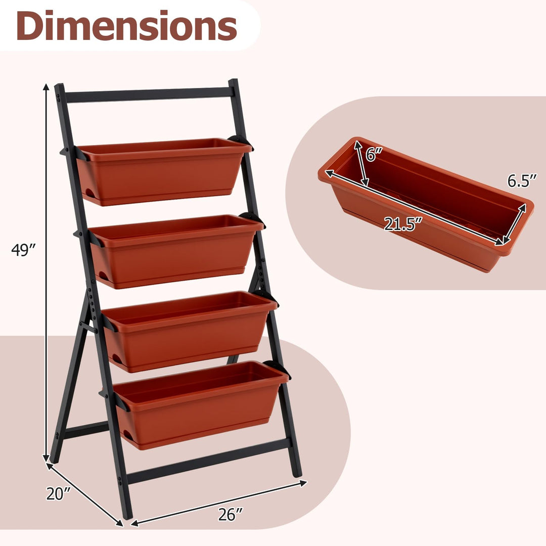 Giantex 4-Tier Vertical Garden Planter with 4 Container Boxes &amp; Drainage System (1/2)