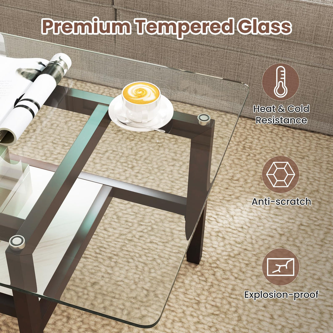 Giantex 42 Inch Glass Coffee Table