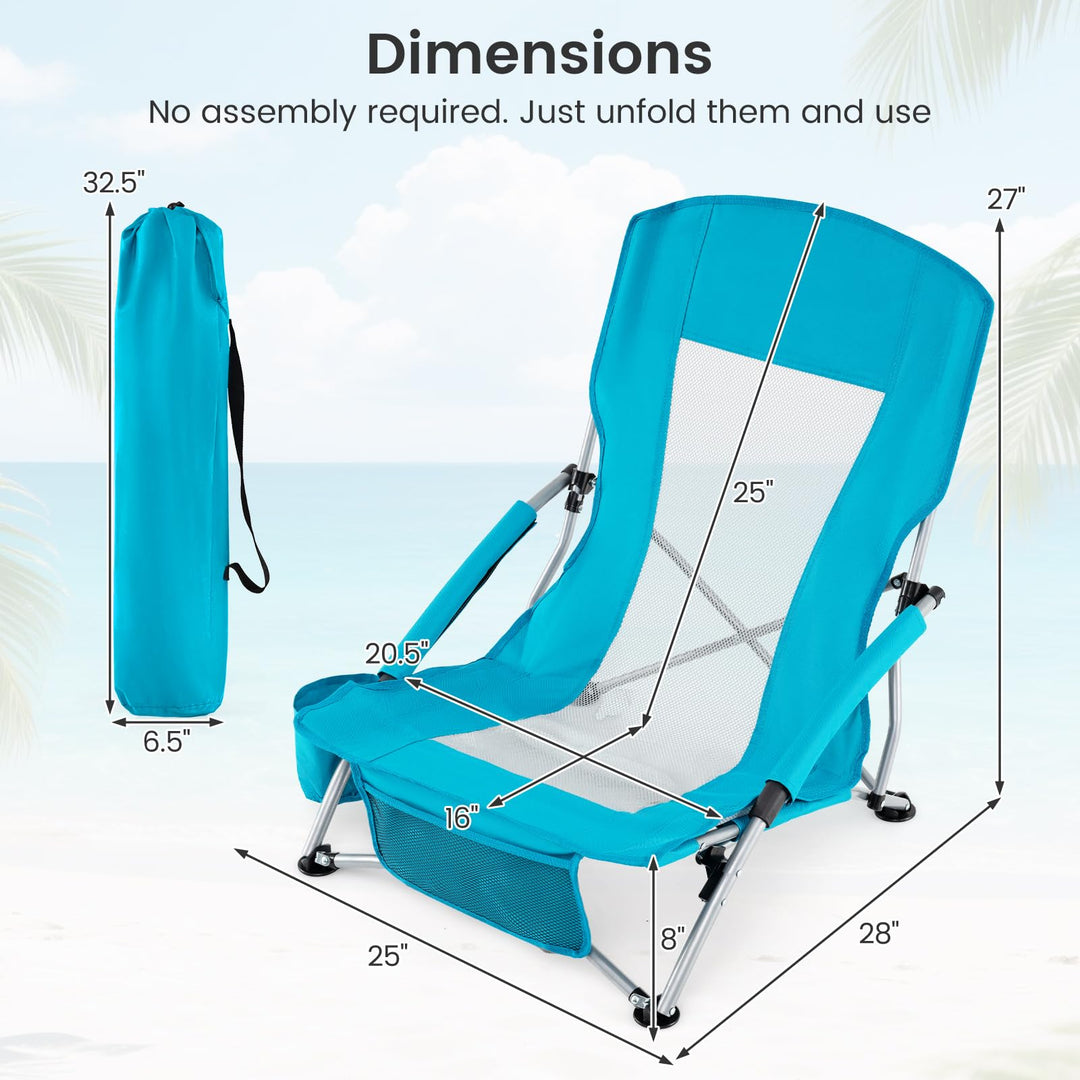 Giantex 2 Pack Folding Beach Chairs for Adults for Picnic Hiking &amp; Travel