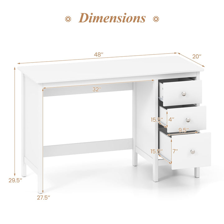 Giantex 48 Inch White Desk with Drawers