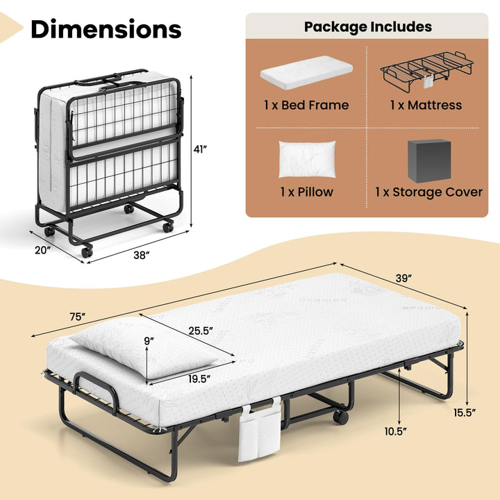 Giantex Twin Folding Bed with 5 Inch Mattress