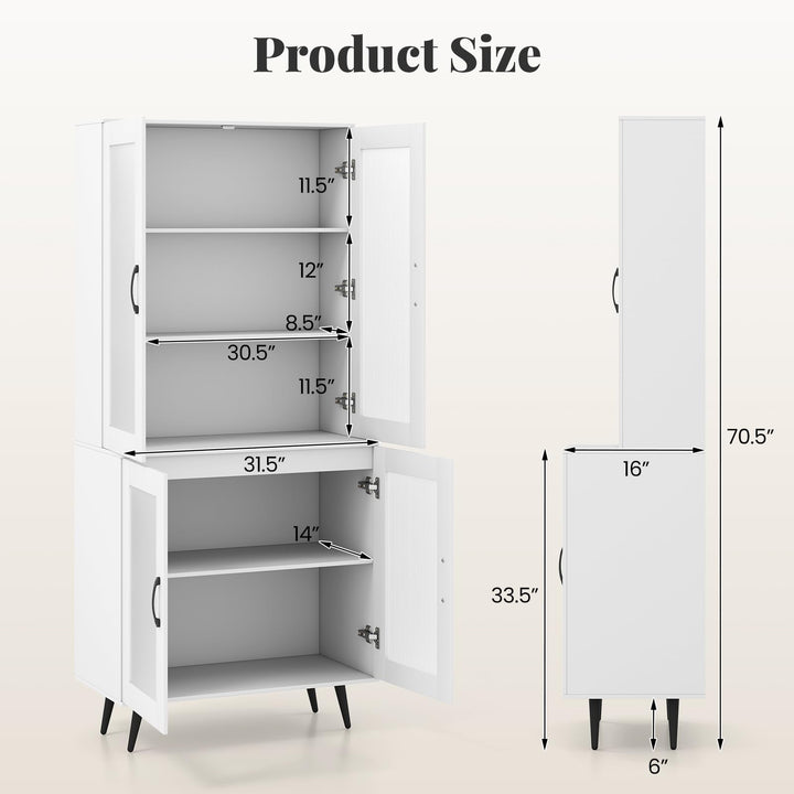 Giantex Kitchen Pantry Cabinet 70.5" Tall Cupboard with 4 Transparent Doors