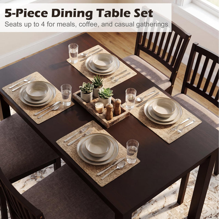 Giantex Dining Table Set for 4 | Rectangular Kitchen Table Set w/4 Upholstered Chairs
