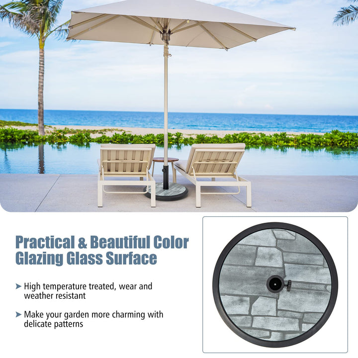Giantex 35lbs Umbrella Base, Heavy Duty Patio Umbrella Stand with Built-in Cement, Special Stone Pattern