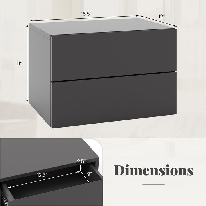 Giantex Floating Nightstand Set of 1/2, Wood Wall Mounted Nightstands