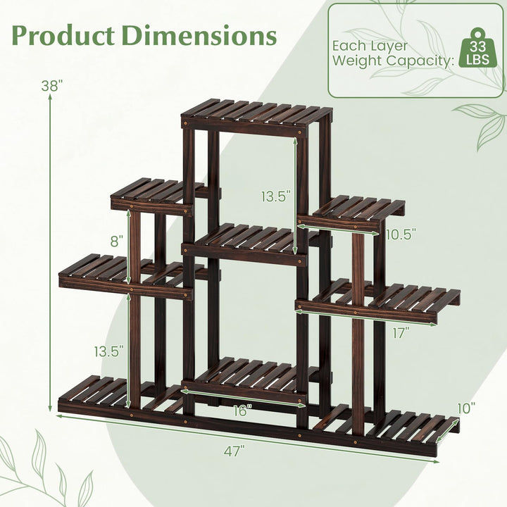 Giantex Plant Stand Indoor & Outdoor 6 Tier Wood Flower Pot Stand for Multiple Plants