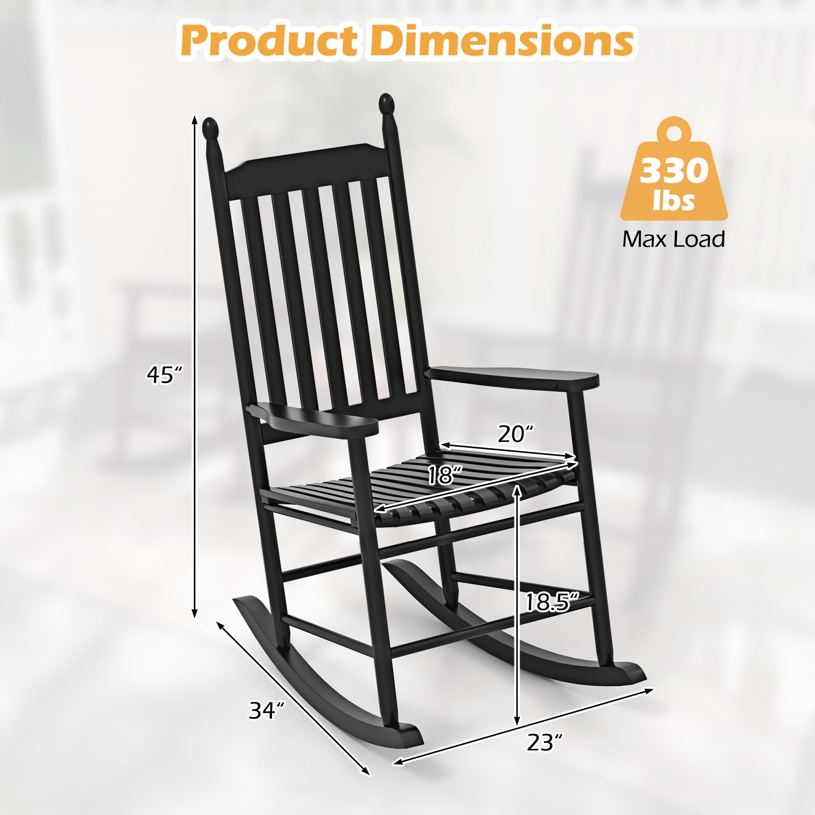 Giantex Outdoor Rocking Chair Set, All Weather Patio Rocker w/Solid Rocking Base & High-Back
