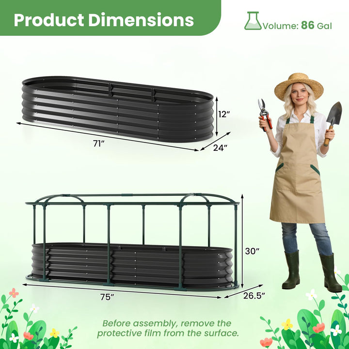 Giantex Raised Garden Bed w/Greenhouse Cover (6x2x1 FT)