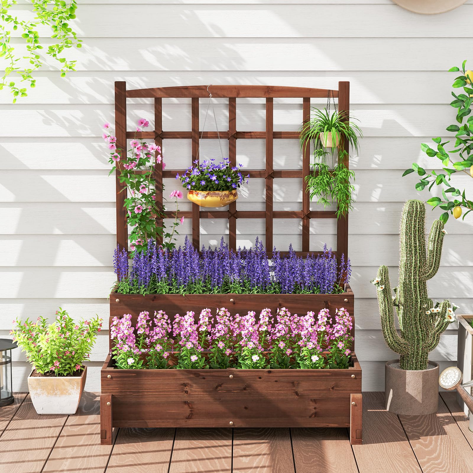 Giantex Raised Garden Bed with Legs and Trellis
