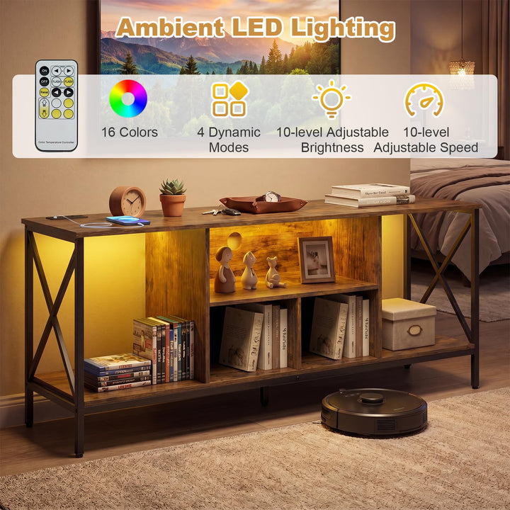 Giantex TV Stand with LED Lights for 65 Inch TV