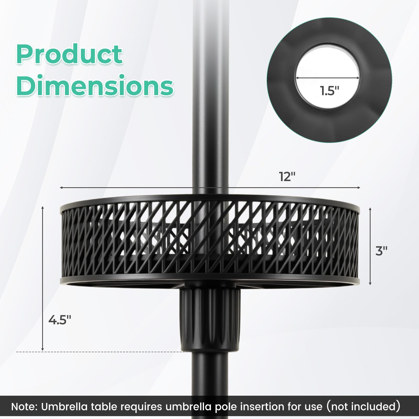 Giantex Portable Outdoor Side Table with Umbrella Hole