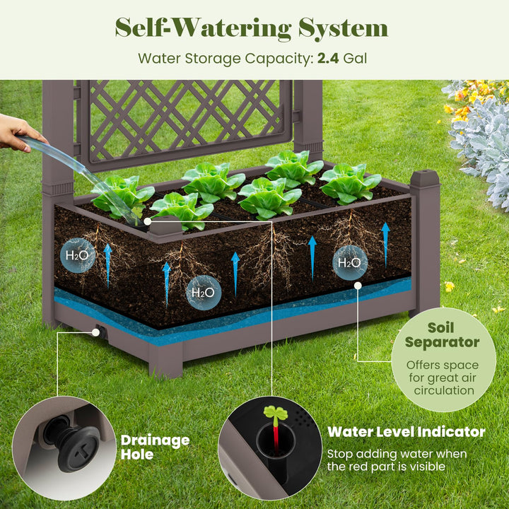 planter with trellis and self watering reservoir Giantex Raised Garden Bed with Trellis 59”, Self-Watering Planter Box – Giantexus