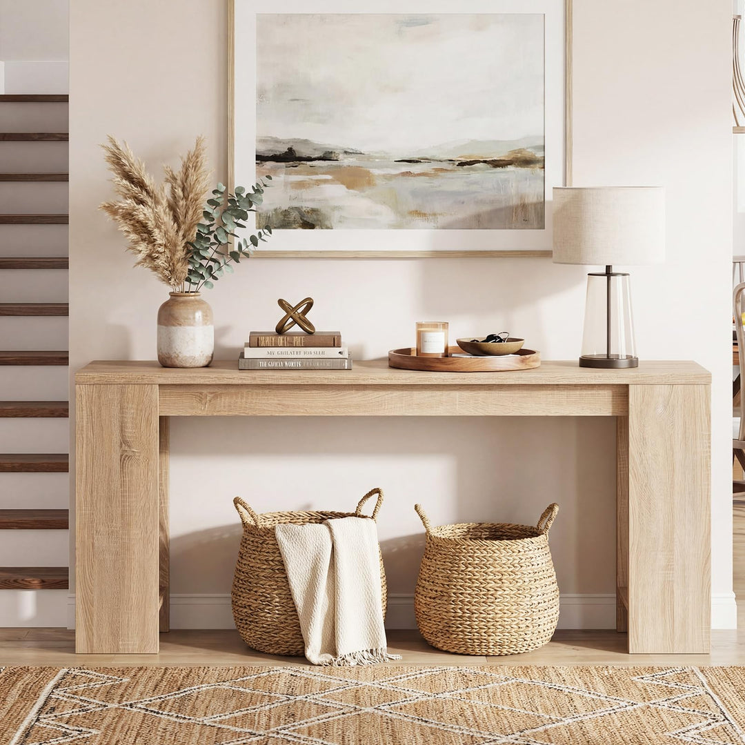 Giantex 71" Farmhouse Console Table | Narrow Long Entryway Table Behind Couch