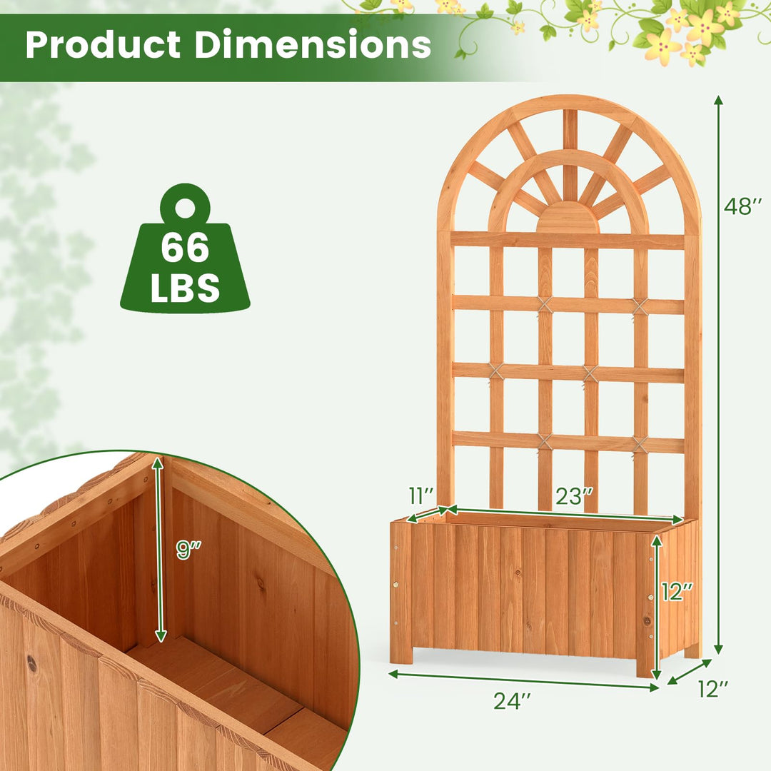 Giantex Wooden Raised Garden Bed with Trellis 48 Inch Outdoor Screen