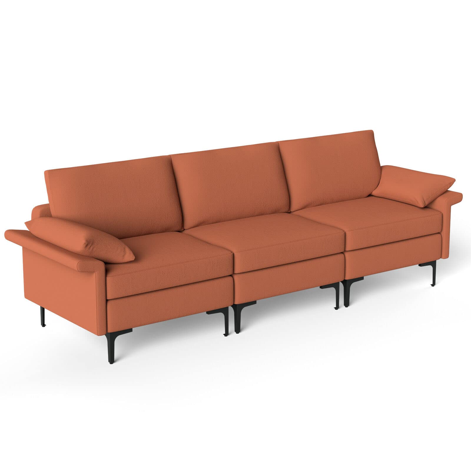 Giantex 3-Seat Sectional Sofa Couch, 100.5" L Convertible Sleeper with USB Port & Outlet