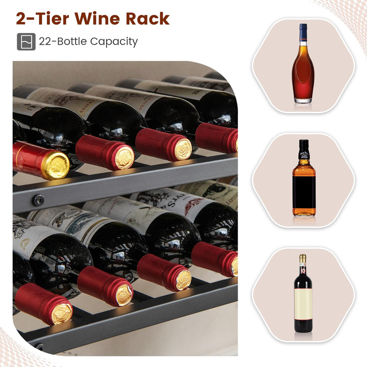 Giantex Wine Rack Table, Industrial Freestanding 22-Bottle Wooden Wine Bar Cabinet with 2 Wine Racks