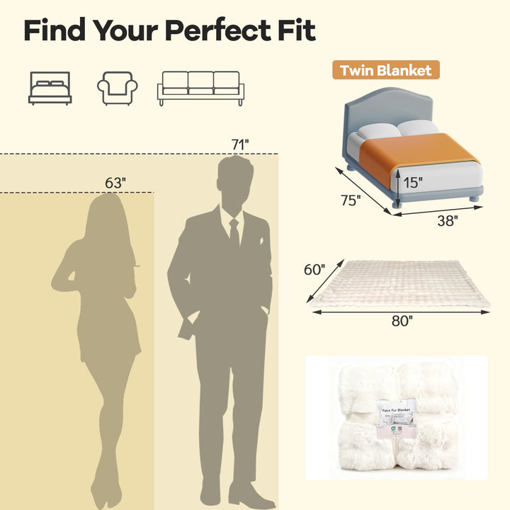 Giantex Luxury Fuzzy Plush Rabbit Fur Bubble Blanket for Armchair