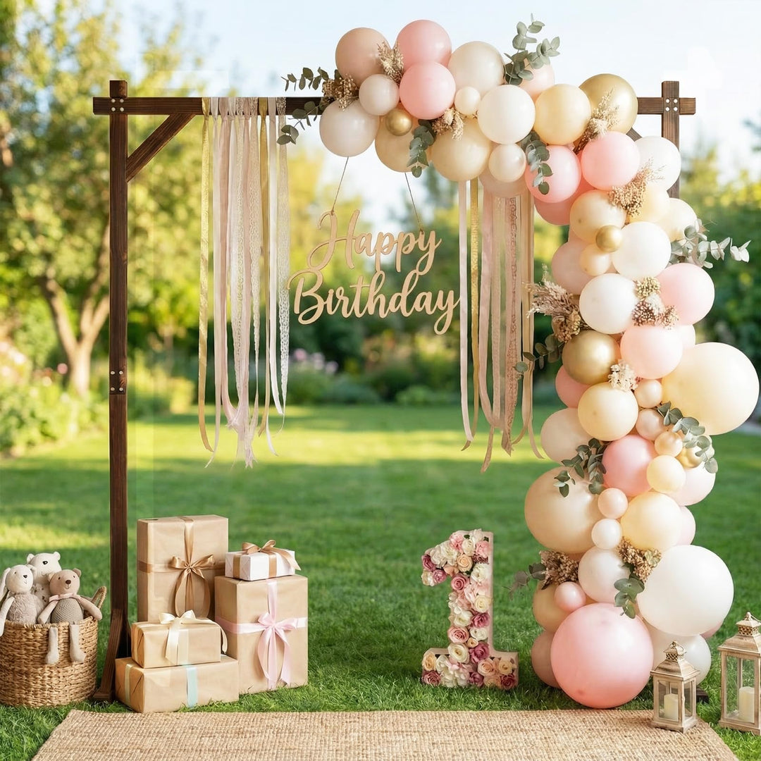 Giantex 87" Wood Wedding Arbor Backdrop Stand with Ground Stakes