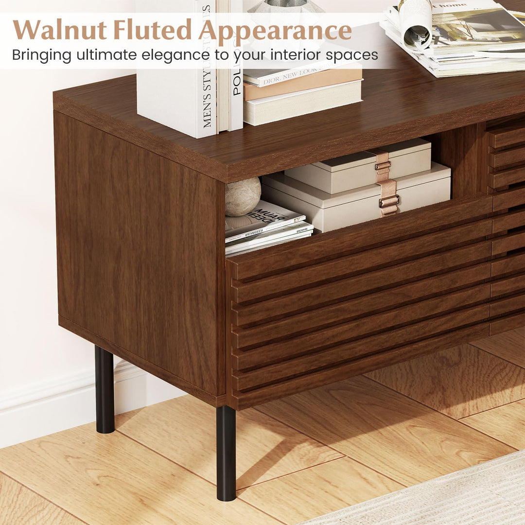 Giantex Mid Century Modern TV Stand with Fluted Entertainment Center