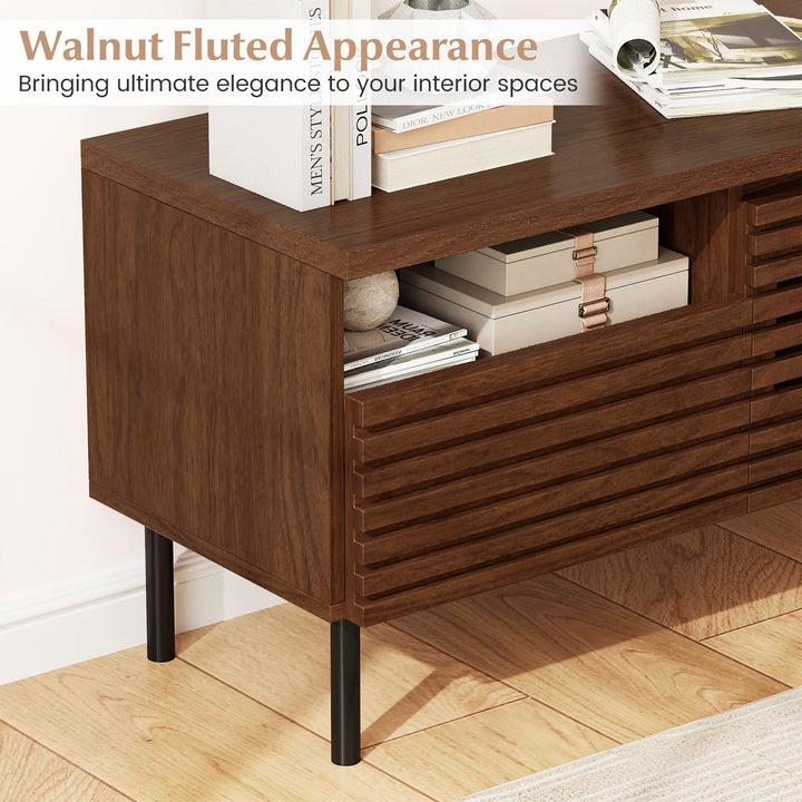 Giantex Mid Century Modern TV Stand with Fluted Entertainment Center